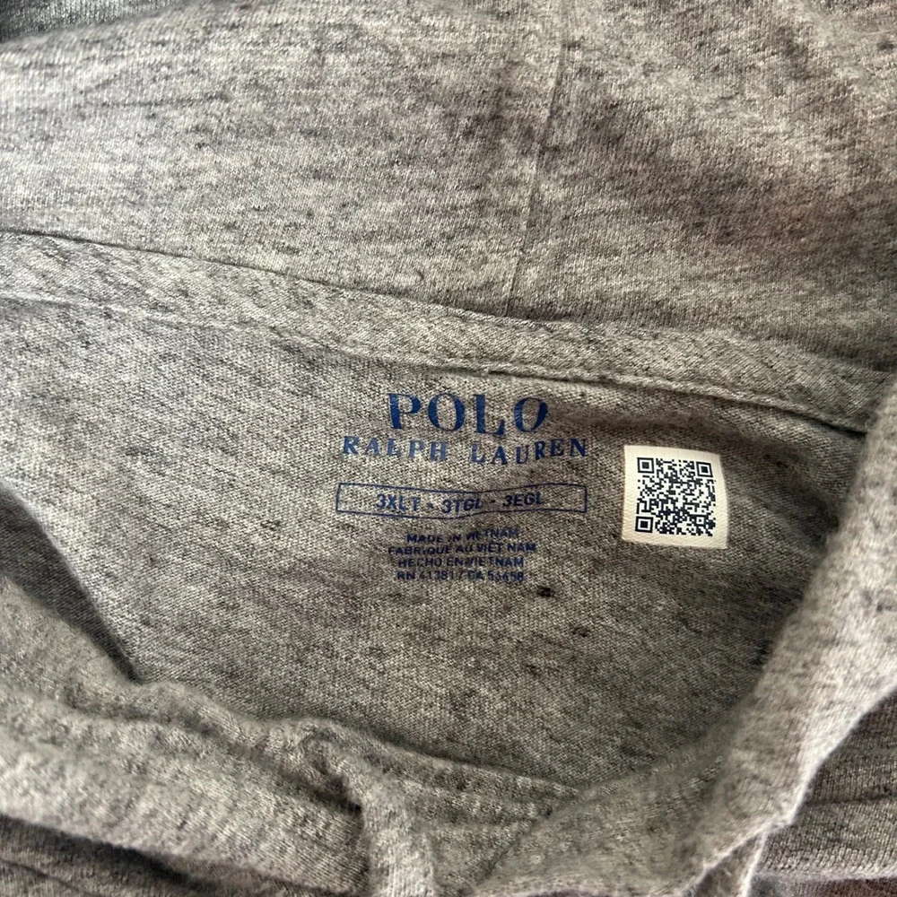 Polo Ralph Lauren Hooded Shirt Mens 3XLT Gray Long Sleeve Pony Logo Lightweight